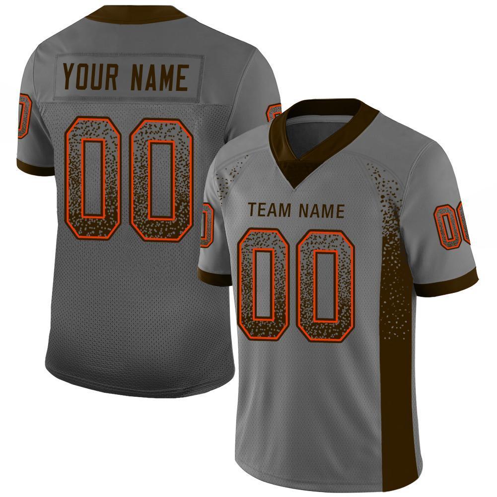 Custom Gray Brown-Orange Drift Fashion Mesh Authentic Football Jersey