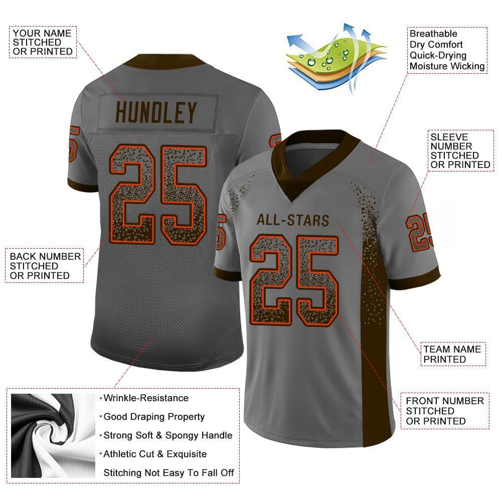 Custom Gray Brown-Orange Drift Fashion Mesh Authentic Football Jersey