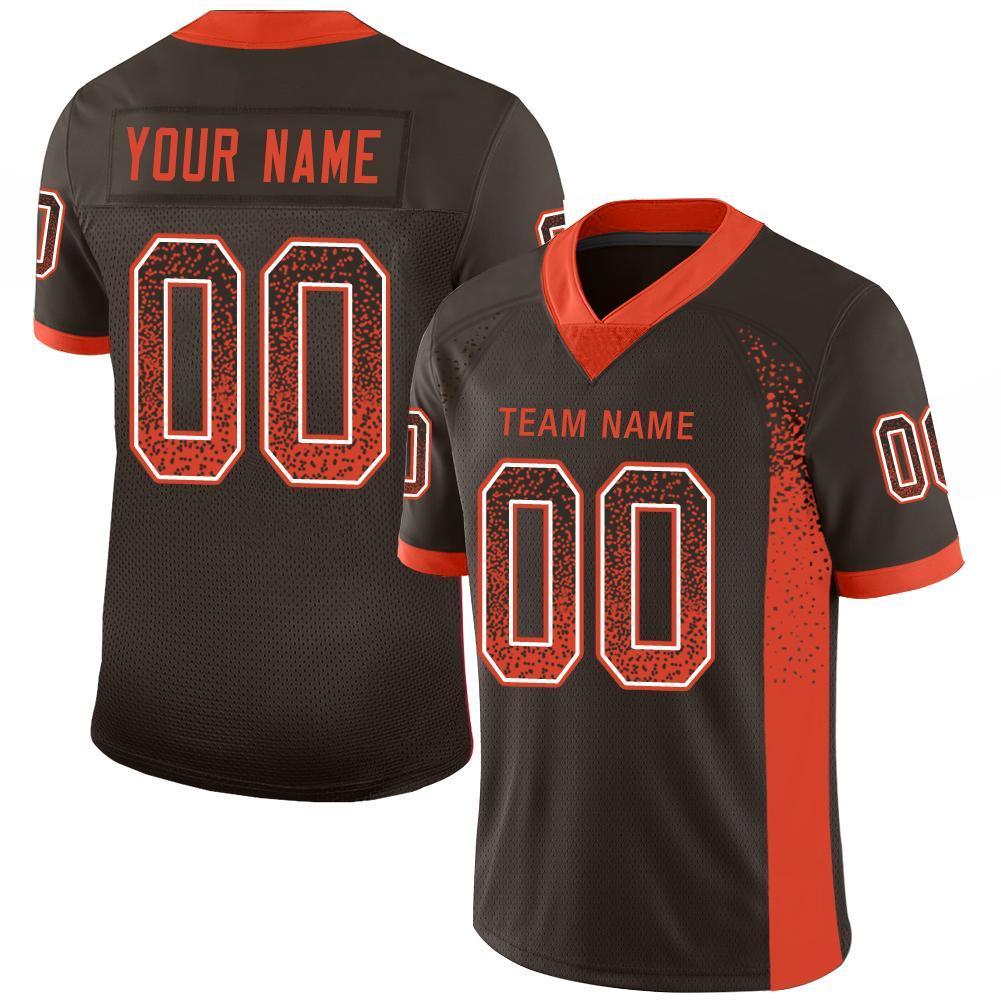 Custom Brown Orange-White Drift Fashion Mesh Authentic Football Jersey