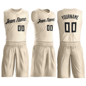 Custom Cream Black Classic Sets Basketball Jersey