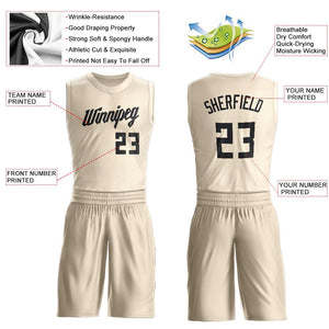 Custom Cream Black Classic Sets Basketball Jersey