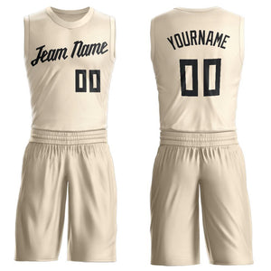 Custom Cream Black Classic Sets Basketball Jersey