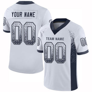 Custom White Navy-Gray Drift Fashion Mesh Authentic Football Jersey