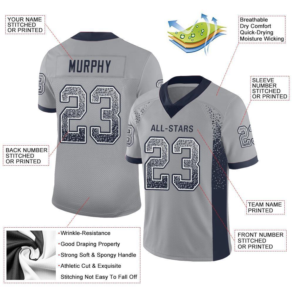 Custom Light Gray Navy-White Drift Fashion Mesh Authentic Football Jersey