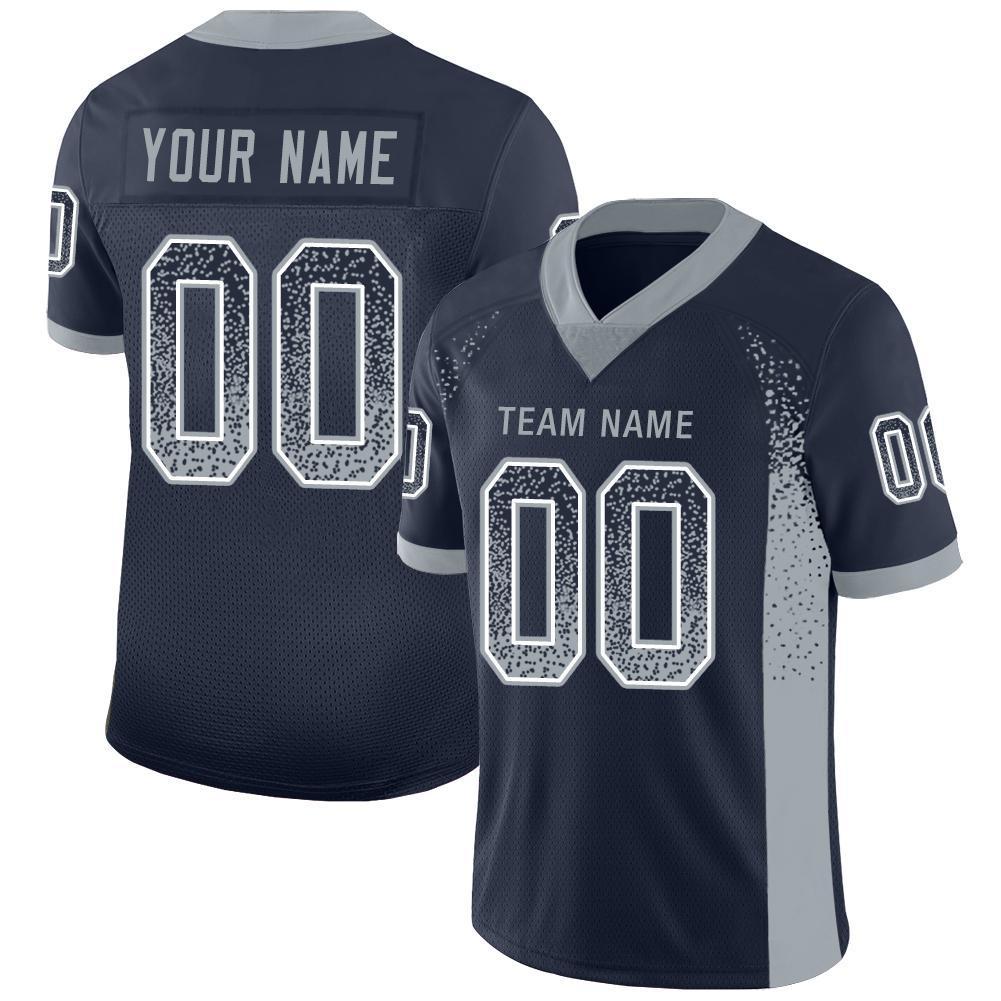 Custom Navy Light Gray-White Drift Fashion Mesh Authentic Football Jersey