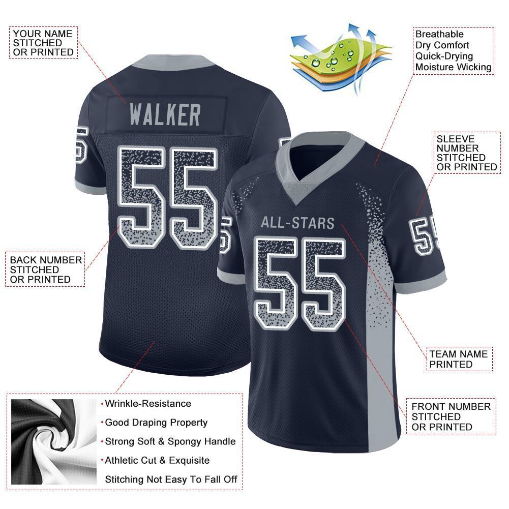 Custom Navy Light Gray-White Drift Fashion Mesh Authentic Football Jersey