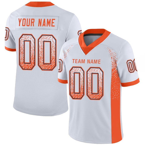 Custom White Orange-Navy Drift Fashion Mesh Authentic Football Jersey