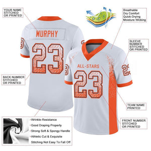 Custom White Orange-Navy Drift Fashion Mesh Authentic Football Jersey