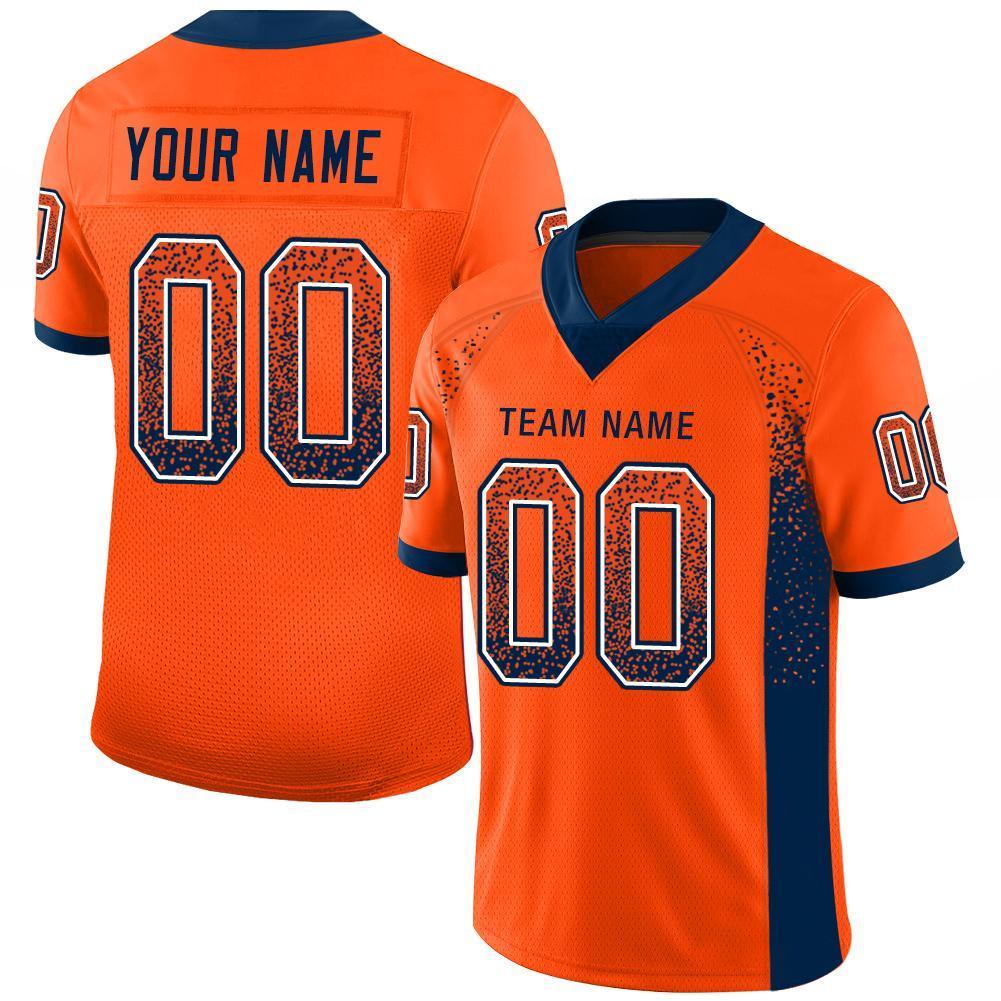 Custom Orange Navy-White Drift Fashion Mesh Authentic Football Jersey