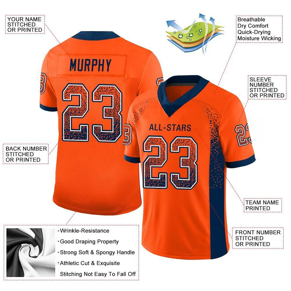 Custom Orange Navy-White Drift Fashion Mesh Authentic Football Jersey