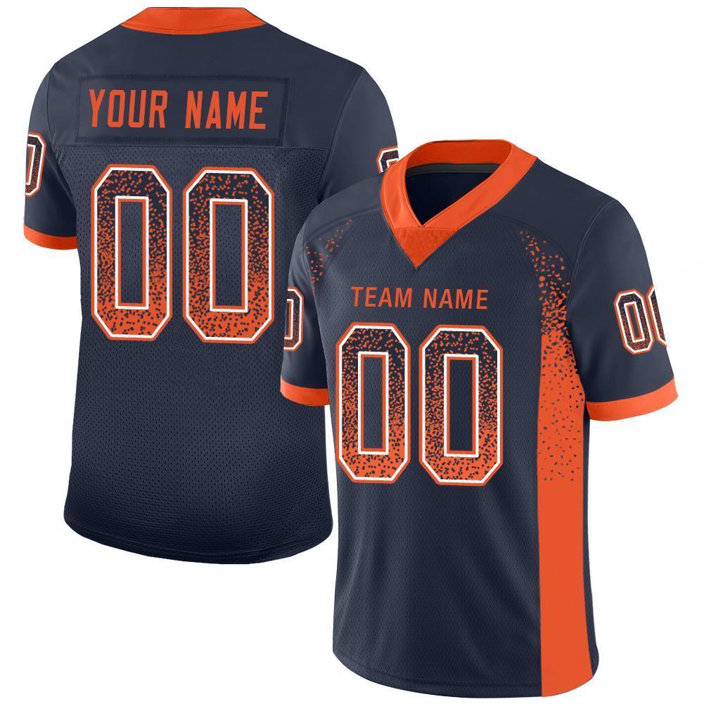 Custom Navy Orange-White Drift Fashion Mesh Authentic Football Jersey