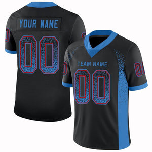 Custom Black Powder Blue-Red Drift Fashion Mesh Authentic Football Jersey