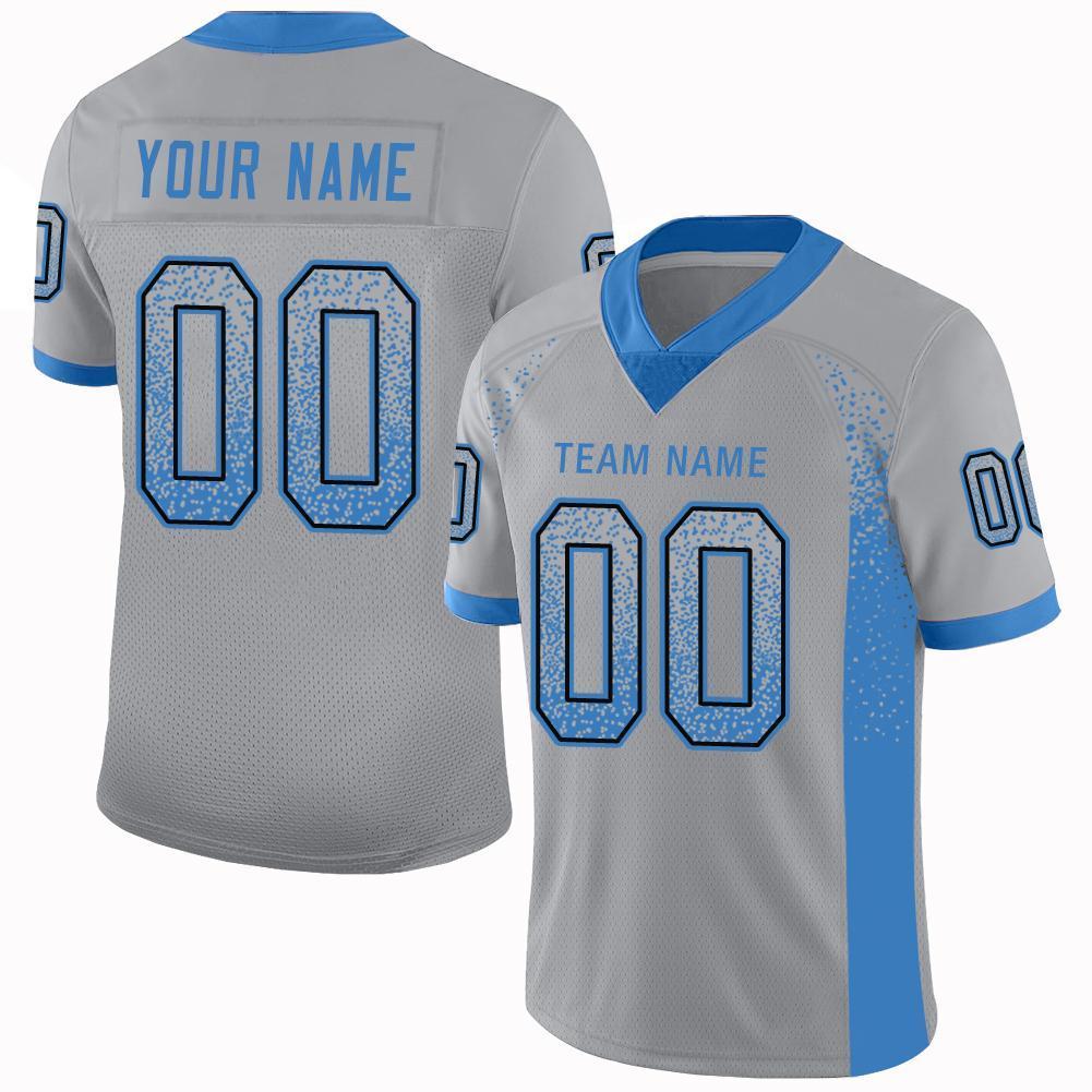 Custom Light Gray Powder Blue-Black Drift Fashion Mesh Authentic Football Jersey