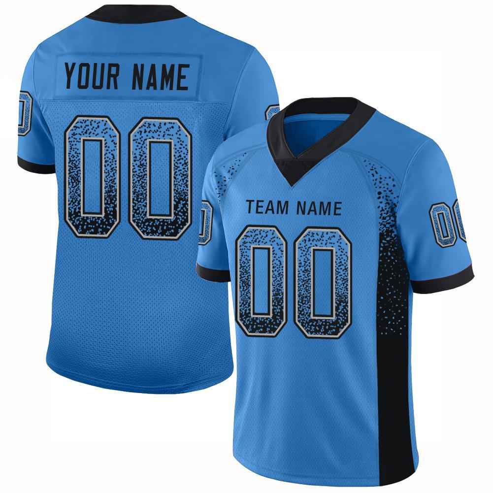 Custom Powder Blue Black-Gray Drift Fashion Mesh Authentic Football Jersey