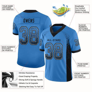 Custom Powder Blue Black-Gray Drift Fashion Mesh Authentic Football Jersey