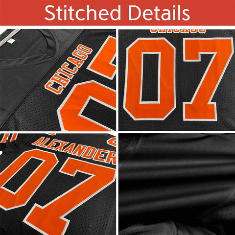 Custom Black Orange-White Gradient Fashion Personalized Team Football Jersey