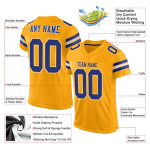 Custom Gold Royal-White Classic Style Mesh Authentic Football Jersey