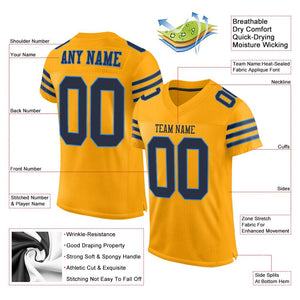 Custom Gold Navy-Powder Blue Classic Style Mesh Authentic Football Jersey