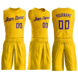 Maillot de basket-ball personnalisé, ensembles classiques violets dorés