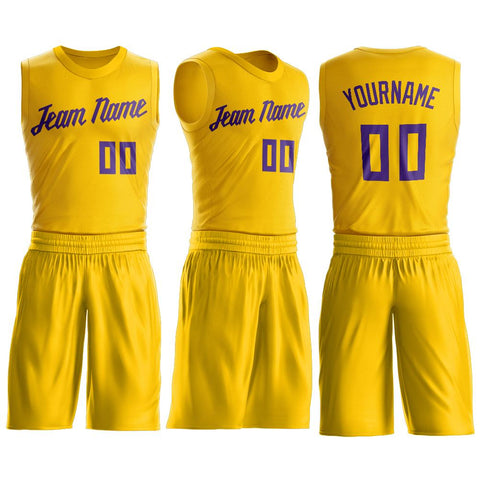 Custom Gold Purple Classic Sets Basketball Jersey