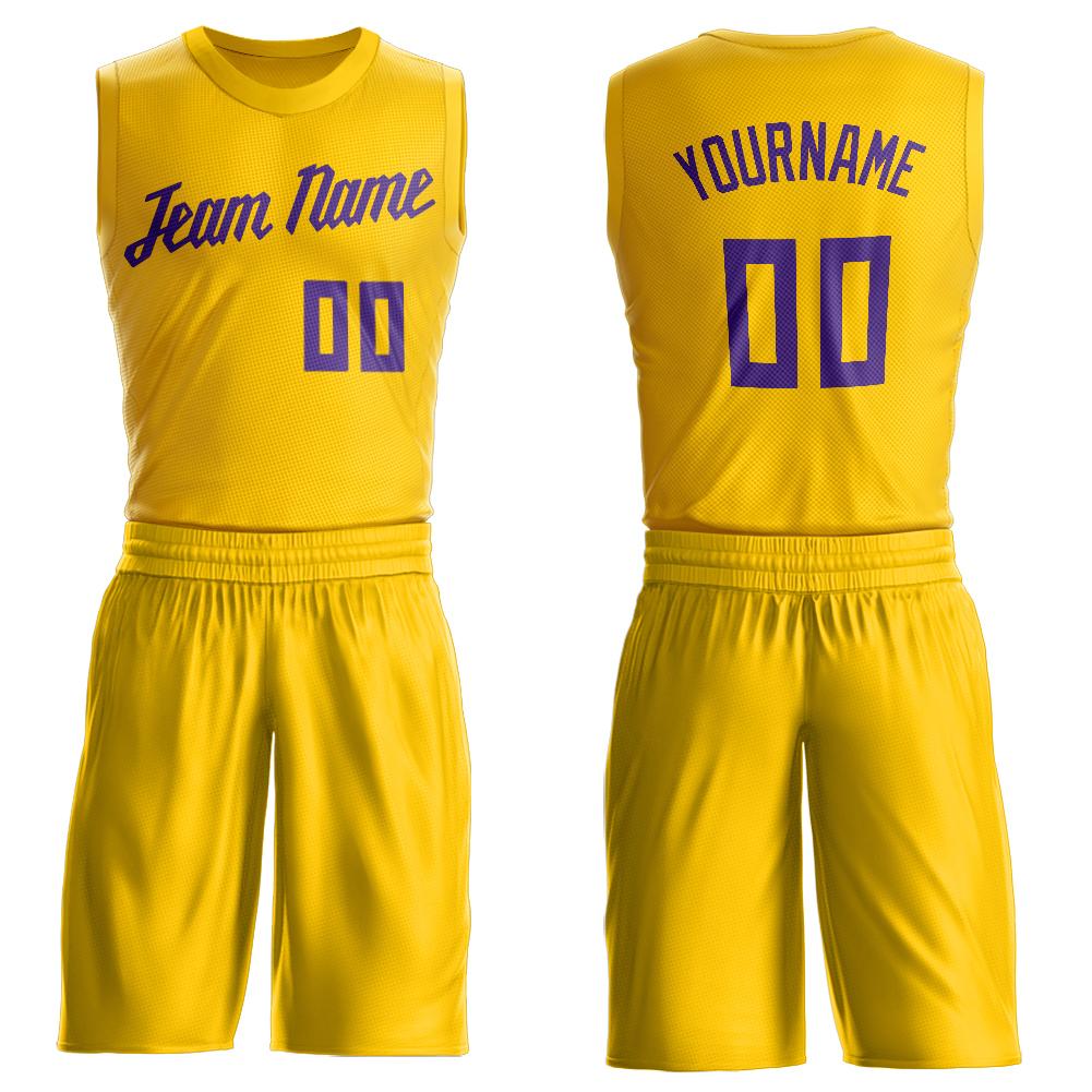 Custom Gold Purple Classic Sets Basketball Jersey