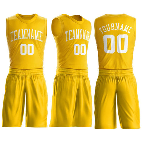 Custom Gold White Classic Sets Basketball Jersey