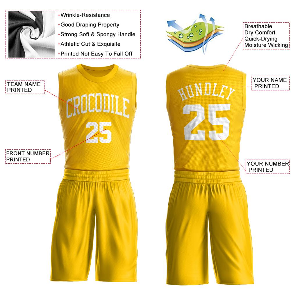 Custom Gold White Classic Sets Basketball Jersey