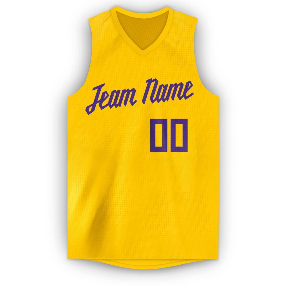 Débardeur classique personnalisé en or et violet, maillot de basket-ball