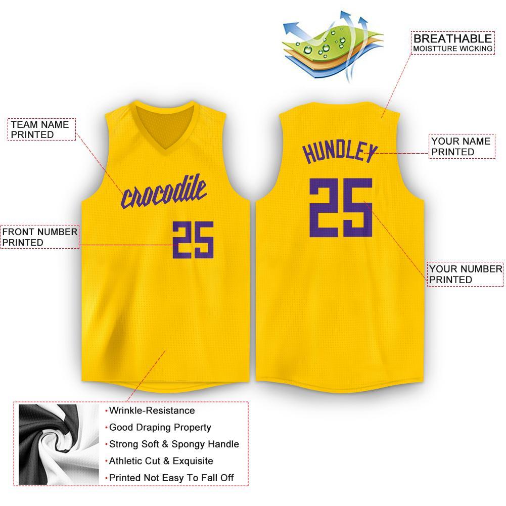 Custom Gold Purple Classic Tops Tank Top Basketball Jersey