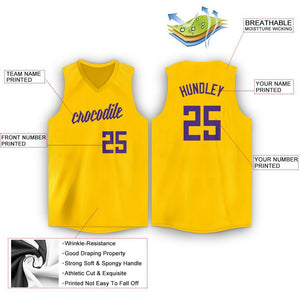 Custom Gold Purple Classic Tops Tank Top Basketball Jersey