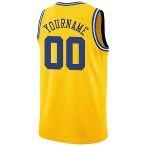 Maillot de basket-ball en maille, personnalisé, jaune Royal-blanc classique, Sport