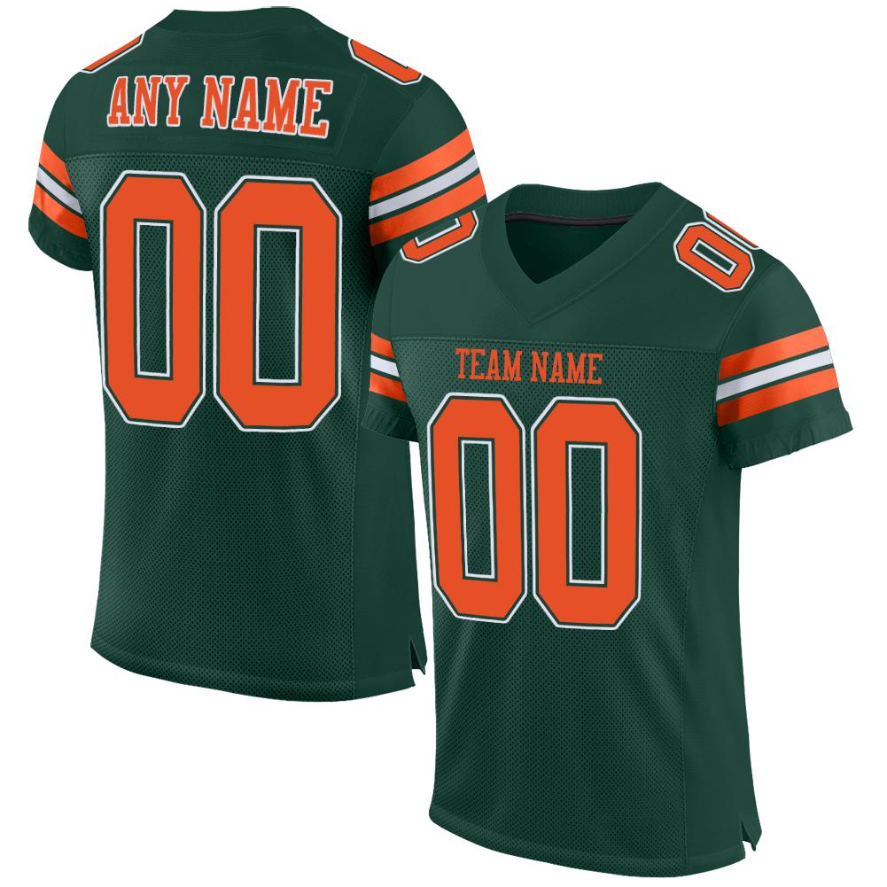 Custom Green Orange-White Classic Style Mesh Authentic Football Jersey