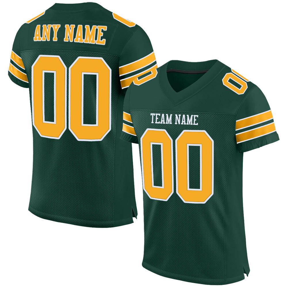 Custom Green Gold-White Classic Style Mesh Authentic Football Jersey