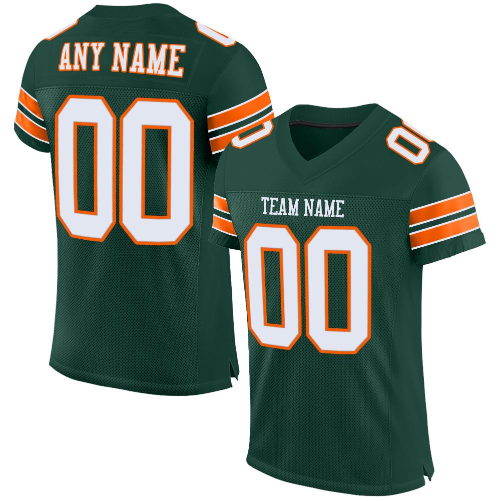 Custom Green White-Orange Classic Style Mesh Authentic Football Jersey