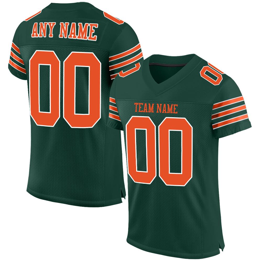 Custom Green Orange-White Classic Style Mesh Authentic Football Jersey