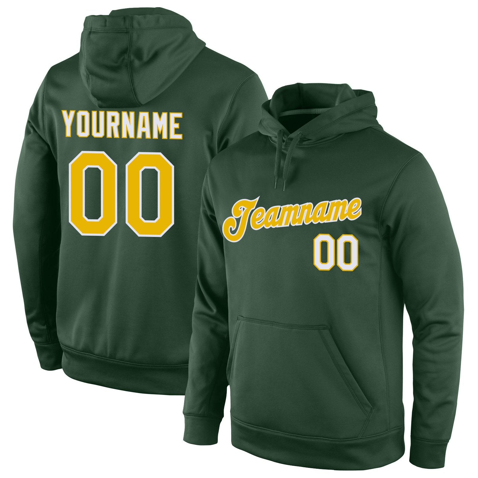 Custom Green Yellow-White Classic Style Uniform Pullover Fashion Hoodie