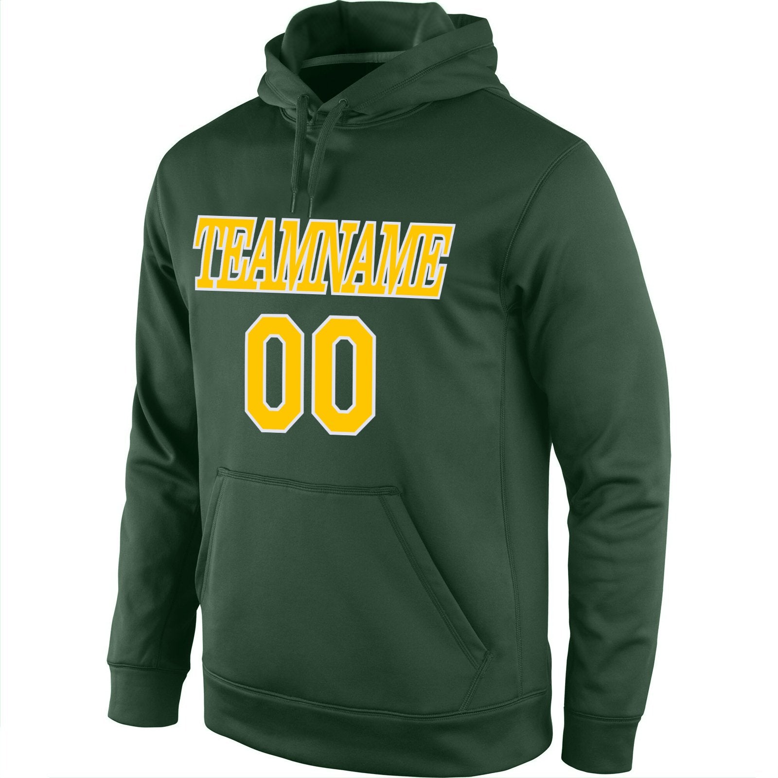 Custom Green Yellow-White Classic Style Uniform Pullover Fashion Hoodie