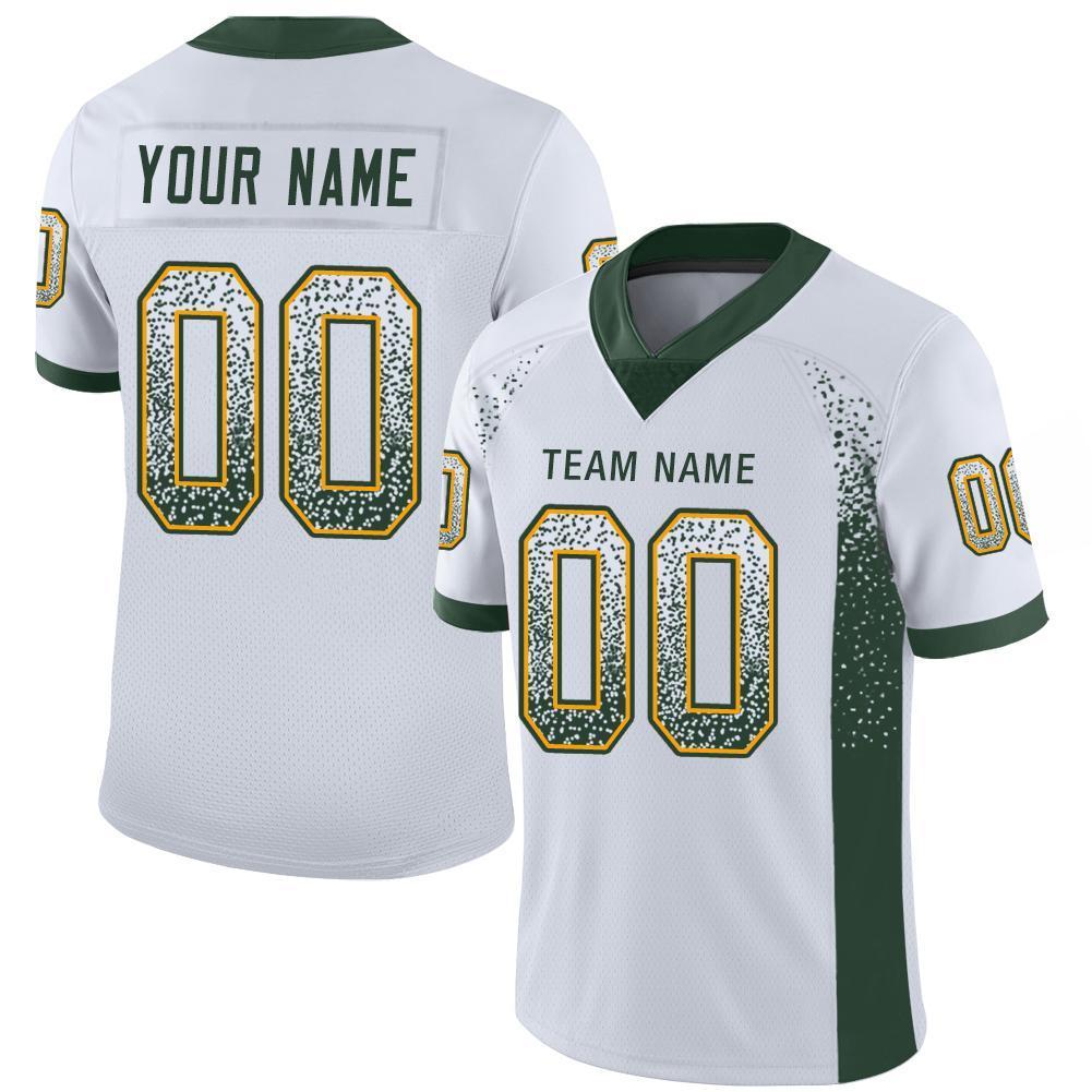 Custom White Green-Gold Drift Fashion Mesh Authentic Football Jersey