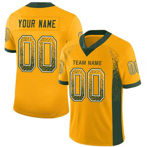 Custom Gold Green-White Drift Fashion Mesh Authentic Football Jersey