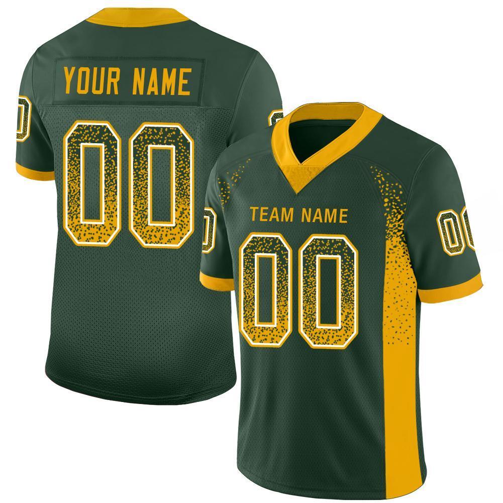 Custom Green Gold-White Drift Fashion Mesh Authentic Football Jersey