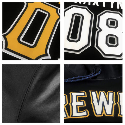 Custom Black Gold-Raglan Sleeves Stitched Sportwear Pullover Hoodie