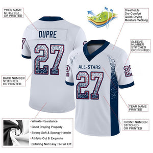 Custom White Navy-Red Drift Fashion Mesh Authentic Football Jersey