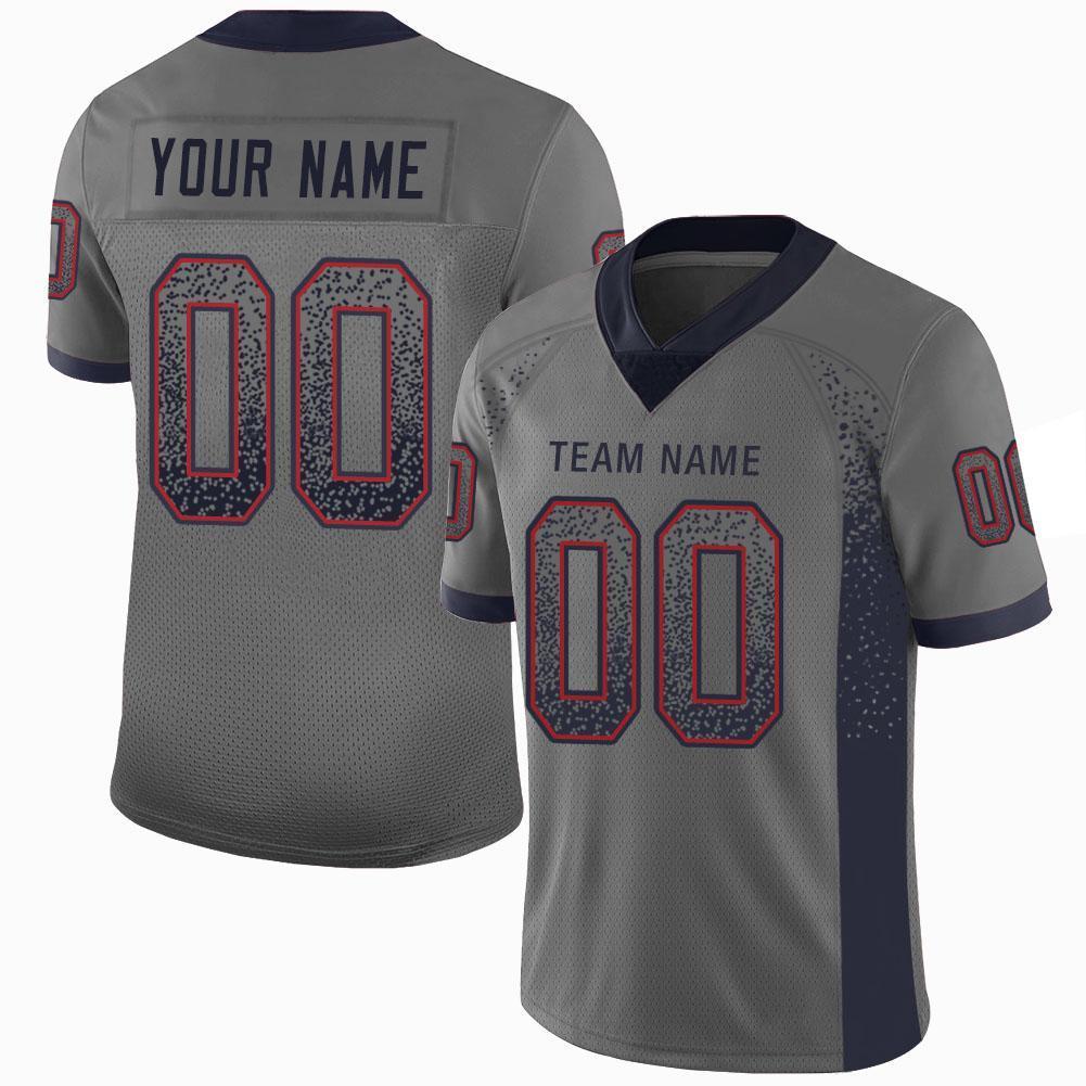 Custom Gray Navy-Red Drift Fashion Mesh Authentic Football Jersey