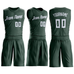 Custom Hunter Green White Classic Sets Basketball Jersey