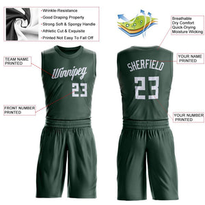 Custom Hunter Green White Classic Sets Basketball Jersey