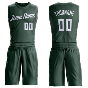 Custom Hunter Green White Classic Sets Basketball Jersey