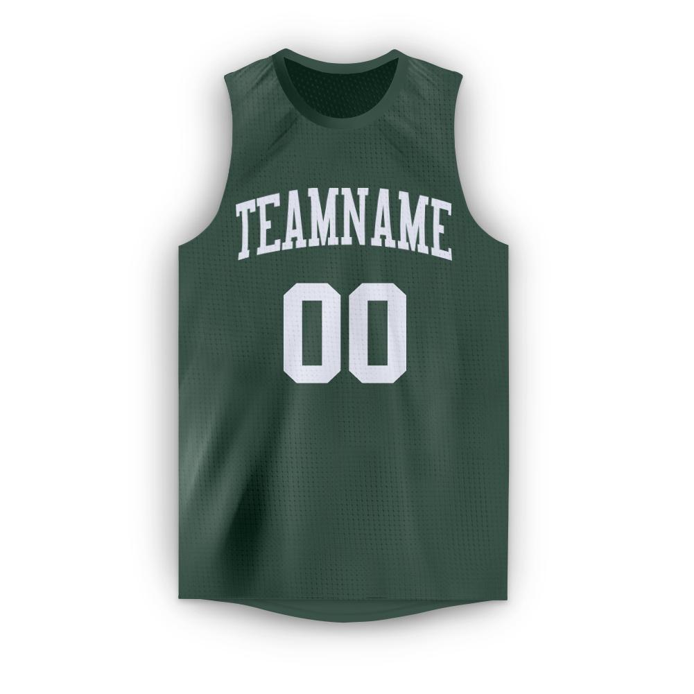 Custom Hunter Green White Classic Tops Fashion Sportwear Basketball Jersey