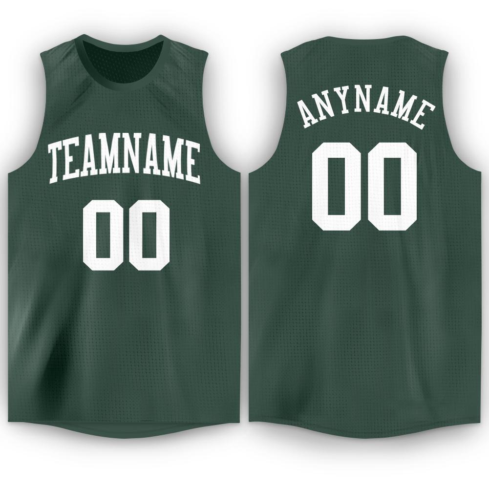 Custom Hunter Green White Classic Tops Fashion Sportwear Basketball Jersey