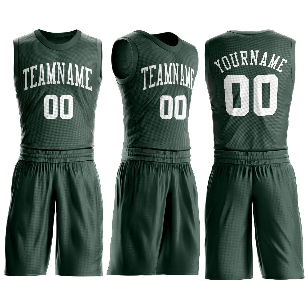 Custom Hunter Green White Classic Sets Basketball Jersey