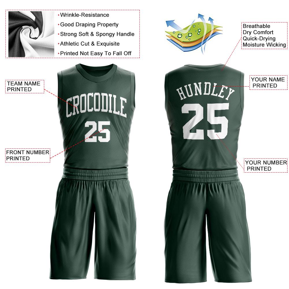 Custom Hunter Green White Classic Sets Basketball Jersey